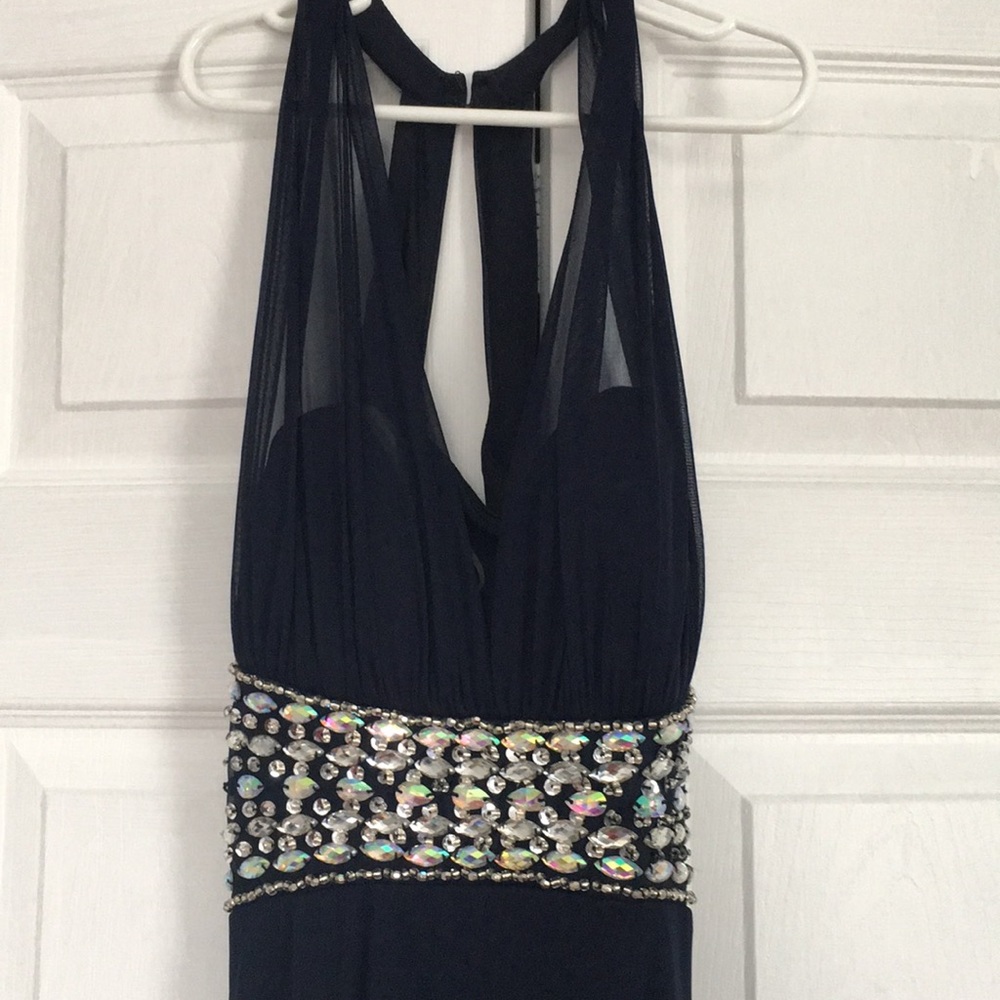 Brand new navy blue flowy prom dress